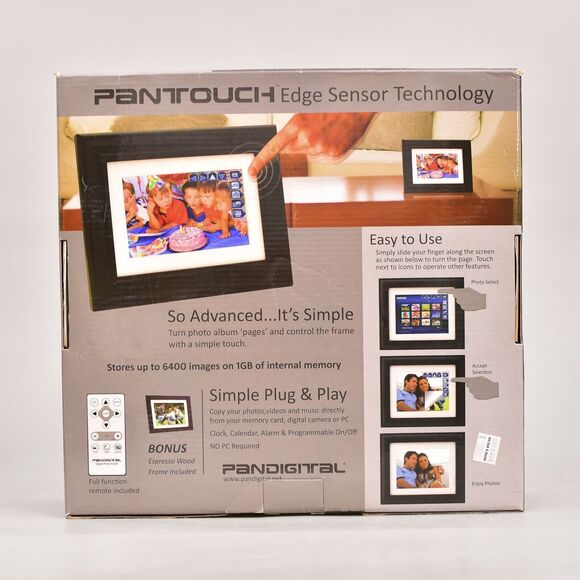 PANDIGITAL PANTOUCH 7" LCD DIGITAL PHOTO FRAME TWO FRAMES 1GB MEMOMY SD CARD REM - Picture 2 of 6